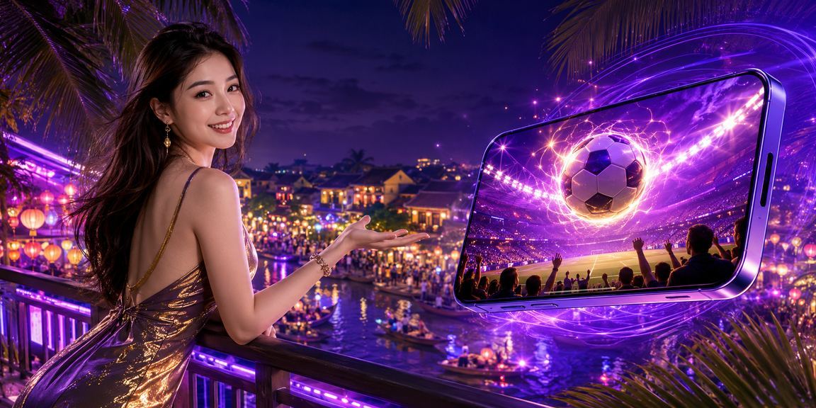 Khung cảnh Hội An minh họa giao dịch tài chính trên thiết bị mobile